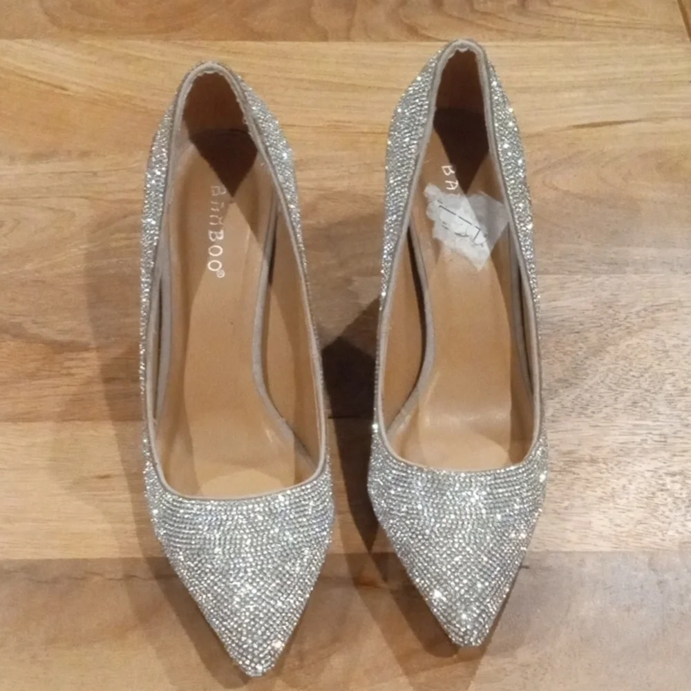 BAMBOO Sparkling Silver Heels